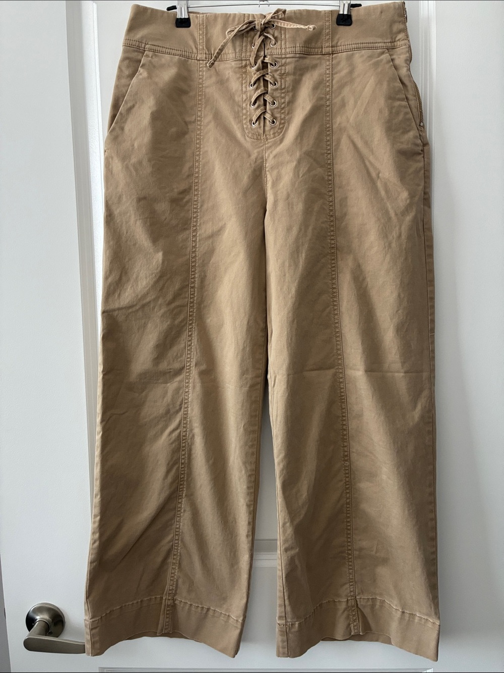 GAP Size 10 High-Rise Y2K Lace-Up Wide-Leg Khaki Pants